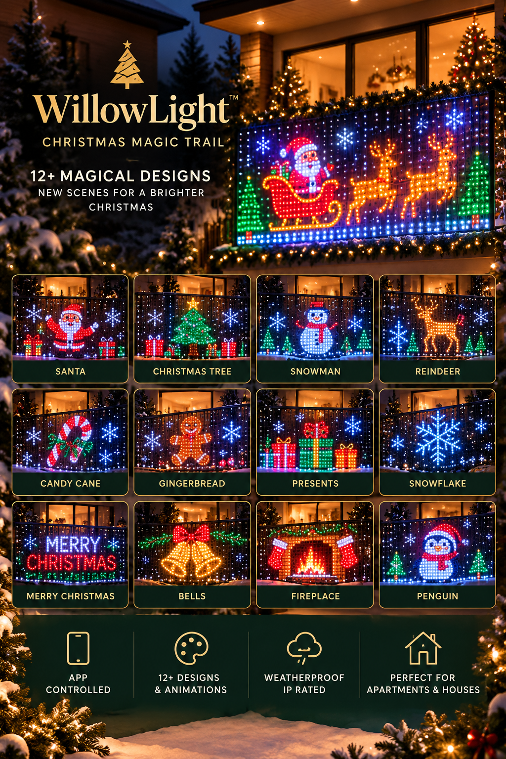 WillowLight™ MagicCurtain – Smart Christmas LED Curtain Lights